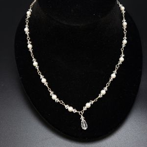 Handmade Silver, Pearl and Crystal Necklace